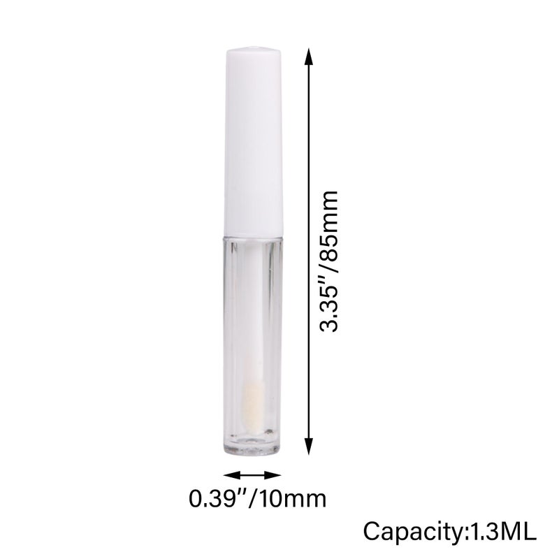 RDEXP 1.3ml Empty Lip Gloss Tube Clear Plastic Lip Gloss Containers Pack of 10 (White Cap) - Image 5